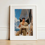 Arctic Circuit - Gay Naval Explorer Art Print / Canvas White-framed Young Man Open White Shirt Icy Grandeur Meets Sun-kissed Adventure,