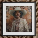 Arjuna - Gay Tamil Cowboy Dandy Art Print / Canvas, 12x12’’ / 31x31cm / Black Frame / Matboard, Posters Prints & Visual Artwork, Toby Leon