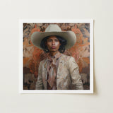 Arjuna - Gay Tamil Cowboy Dandy Art Print / Canvas Framed Portrait Person Off-white Hat Embroidered, Dapper Queer, Prints