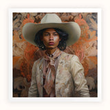 Arjuna - Gay Tamil Cowboy Dandy Art Print / Canvas Cream-colored Wide-brimmed Hat Soft Slightly Textured Surface, Dapper Queer, Prints