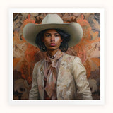 Arjuna - Gay Tamil Cowboy Dandy Art Print / Canvas Cream-colored Wide-brimmed Cowboy Hat Soft Slightly Textured Surface Gay Tamil Cowboy,