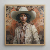 Arjuna - Gay Tamil Cowboy Dandy Art Print / Canvas Framed Portrait Person Wide-brimmed White Hat Ornate, Dapper Queer, Prints