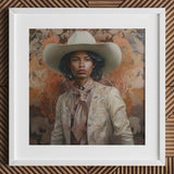 Arjuna - Gay Tamil Cowboy Dandy Art Print / Canvas Hat Wide Brim Band Cream-colored Fabric, Dapper Queer, Prints