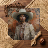 Arjuna - Gay Tamil Cowboy Dandy Art Print / Canvas Square Canvas Print Portrait Person Light Beige Cowboy Gay Tamil Cowboy, Dapper Queer