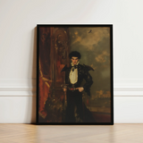Black-framed Portrait Man Ornate Dark Formal Outfit Gold Hispanic Vampire Art, Gothic, Lore