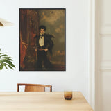 Armand - Gay Hispanic Vampire Art Print / Canvas Black-framed Portrait Man Historical Attire Rich Brown Gold Hispanic Vampire Art, Gothic
