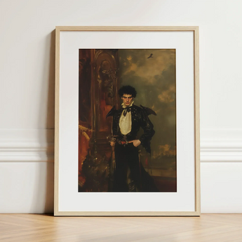 Armand - Gay Hispanic Vampire Art Print / Canvas Framed Portrait Man Dark Ornate Attire White Cravat Hispanic Vampire Art, Gothic Vampire,