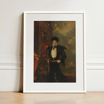 Armand - Gay Hispanic Vampire Art Print / Canvas Framed Portrait Man Dark Ornate Historical Attire White, Gothic, Lore Prints