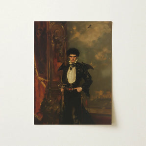 Armand - Gay Hispanic Vampire Art Print / Canvas Framed Portrait Man Ornate Black Bullfighter Attire Gold, Gothic, Lore Prints