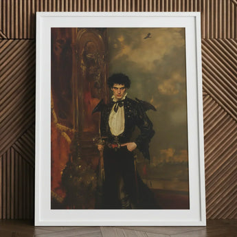 Armand - Gay Hispanic Vampire Art Print / Canvas Framed Portrait Man Ornate Black White Historical Costume, Gothic, Lore Prints