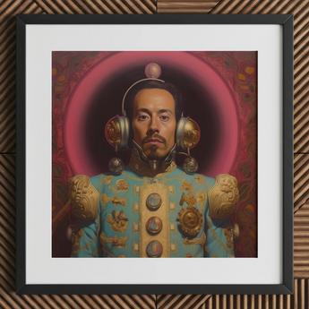Armando - Gay Mexican Astronaut Art Print / Canvas, 12x12’’ / 31x31cm / Black Frame / Matboard, Posters Prints & Visual Artwork, Toby Leon