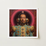 Armando - Gay Mexican Astronaut Art Print / Canvas Framed Portrait Man Ornate Light Blue Gold Ceremonial, Aesthetic, Gayest Prints