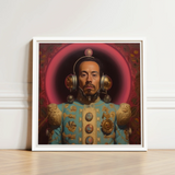 Framed Portrait Man Ornate Teal Gold Ceremonial Attire Gay Mexican Astronaut, Aesthetic, Gayest