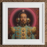 Armando - Gay Mexican Astronaut Art Print / Canvas Blue Gold Military-style Jacket Intricate Designs Framed Artwork, Aesthetic, Gayest