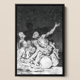 Arrival of Dawn and the Break-up a Witches’ Gathering - Francisco De Goya Fine Art Print / Canvas, 12x18’’ / 31x46cm / Black Frame, Posters