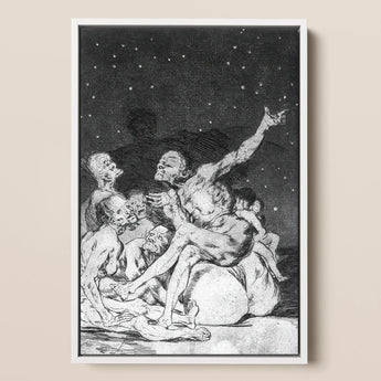 Arrival of Dawn and the Break-up a Witches’ Gathering - Francisco De Goya Fine Art Print / Canvas, 12x18’’ / 31x46cm / White Frame, Posters