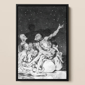 Arrival of Dawn and the Break-up a Witches’ Gathering - Francisco De Goya Fine Art Print / Canvas Black-framed Artwork Dramatic