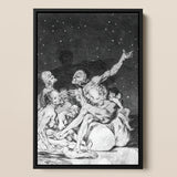 Arrival of Dawn and the Break-up a Witches’ Gathering - Francisco De Goya Fine Art Print / Canvas Black-framed Artwork Dramatic