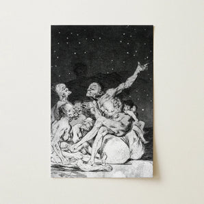 Arrival of Dawn and the Break-up a Witches’ Gathering - Francisco De Goya Fine Art Print / Canvas Black-and-white Dramatic Scene Figures