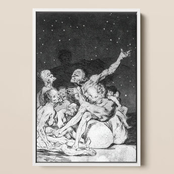 Arrival of Dawn and the Break-up a Witches’ Gathering - Francisco De Goya Fine Art Print / Canvas Black-and-white Framed Artwork Dramatic