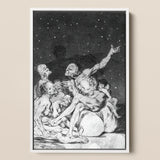 Arrival of Dawn and the Break-up a Witches’ Gathering - Francisco De Goya Fine Art Print / Canvas Black-and-white Framed Artwork Dramatic
