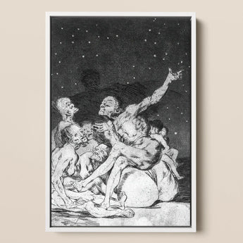 Arrival of Dawn and the Break-up a Witches’ Gathering - Francisco De Goya Fine Art Print / Canvas Black-and-white Framed Artwork Dramatic