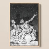 Arrival of Dawn and the Break-up a Witches’ Gathering - Francisco De Goya Fine Art Print / Canvas Framed Black-and-white Dramatic Scene
