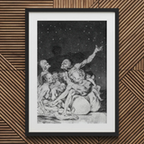 Arrival of Dawn and the Break-up a Witches’ Gathering - Francisco De Goya Fine Art Print / Canvas Framed Black White Print Goya-esque Scene