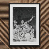 Arrival of Dawn and the Break-up a Witches’ Gathering - Francisco De Goya Fine Art Print / Canvas Framed Black White Goya-esque Scene