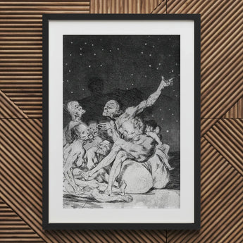 Arrival of Dawn and the Break-up a Witches’ Gathering - Francisco De Goya Fine Art Print / Canvas Framed Black White Goya-esque Scene
