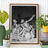 Arrival of Dawn and the Break-up a Witches’ Gathering - Francisco De Goya Fine Art Print / Canvas Framed Black White Stages, Ignorance