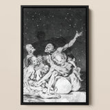 Arrival of Dawn and the Break-up a Witches’ Gathering - Francisco De Goya Framed Canvas, 12x18’’ / 31x46cm / Black Floating Frame, Framed