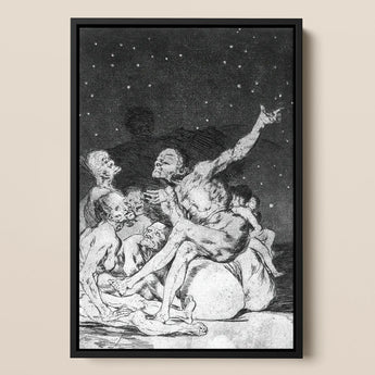 Arrival of Dawn and the Break-up a Witches’ Gathering - Francisco De Goya Framed Canvas, 12x18’’ / 31x46cm / Black Floating Frame, Framed