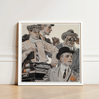 Framed Vintage-style Illustration Men Suits Hats Rendered Sepia-toned Arrow Collars, Cluett Shirts, Plate Turned Menswear, Retail,