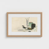 Art Supplies - Kamisaka Sekka Meiji Print / Canvas Minimalist Wooden-framed Life Artist’s Tools Containers Sekka’s, Momoyogusa Series