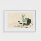 Art Supplies - Kamisaka Sekka Meiji Print / Canvas Framed Japanese-style Life Glass Vase Brushes Stacked Sekka’s, Momoyogusa Series