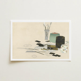 Art Supplies - Kamisaka Sekka Meiji Print / Canvas Minimalist Japanese-style Life Inkwells Brushes Decorative Containers Sekka’s,