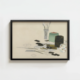 Black-framed Artwork Life Art Supplies Brushes Inkwells Patterned Kamisaka Sekka’s, Momoyogusa Series Epitomizes, Rinpa School’s Fusion