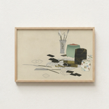 Minimalist Wooden-framed Artwork Life Artist’s Tools Containers Neutral Kamisaka Sekka’s Art, Momoyogusa Series Epitomizes, Rinpa School’s