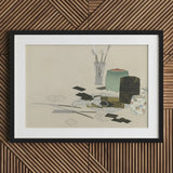 Art Supplies - Kamisaka Sekka Meiji Print / Canvas Black-framed Minimalist Life Ceramic Containers Brushes Sekka’s, Momoyogusa Series