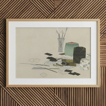 Art Supplies - Kamisaka Sekka Meiji Print / Canvas Framed Life Ceramic Containers Brushes Neutral Sekka’s, Momoyogusa Series Epitomizes,