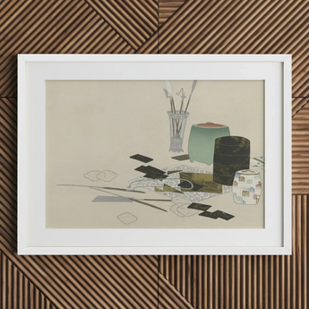 Art Supplies - Kamisaka Sekka Meiji Print / Canvas White Framed Art Print Life Artist’s Tools Containers Kamisaka Sekka’s Art, Momoyogusa