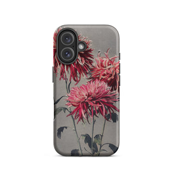 Asa–dsuma–bune - Kazumasa Ogawa Floral Phone Case Iphone 16 / Matte Floral-patterned, Meiji-era Botanical Spectacle, Crimson Petals Erupt