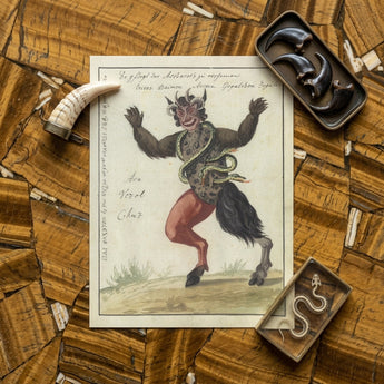 Astaroth - Compendium of Demonology Art Print / Canvas Antique-style Illustration Horned Demonic Figure Red Legs Black Demonology Art