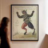 Astaroth - Compendium of Demonology Art Print / Canvas Framed Historical Illustration Horned Muscular Demon Green Snake, Grim Grimoire