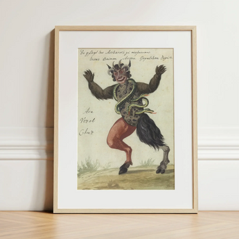 Astaroth - Compendium of Demonology Art Print / Canvas Framed Vintage Illustration Demonic Figure Horns Dark Skin Demonology Art Print,