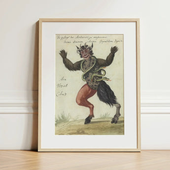 Astaroth - Compendium of Demonology Art Print / Canvas Framed Vintage Illustration Demonic Figure Horns Dark Skin, Grim Grimoire Hand,