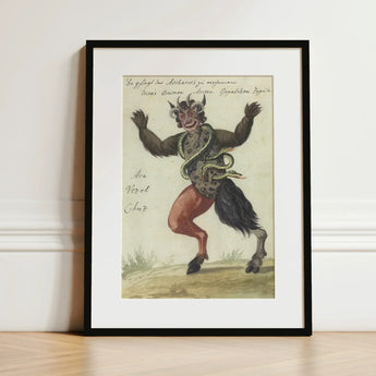 Astaroth - Compendium of Demonology Art Print / Canvas Framed Vintage Illustration Horned Muscular Demon Red Legs, Grim Grimoire Hand,