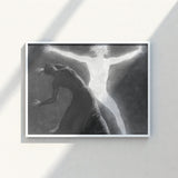 Black-and-white Framed Artwork Dramatic Scene Two Figures Shadow Hypnotist Exudes Sculptural, Sascha Schneider Art Print, Invisible