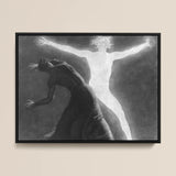 Astral Man - Sascha Schneider Art Print / Canvas Black-framed Black-and-white Artwork Two Figures Dramatic Poses Hypnotist Exudes